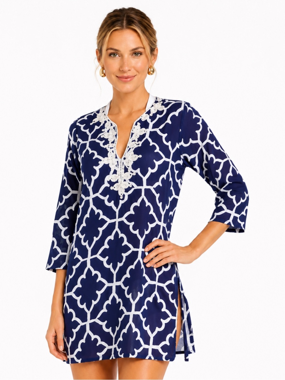 NWT  Roller Rabbit Blue
Meena Kurta Monaco Pool Cotton
Tunic Dress  B